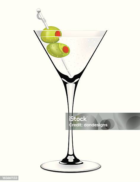 Martini De Azeite - Arte vetorial de stock e mais imagens de Copo de Martini - Copo de Martini, Vetor, Azeitona