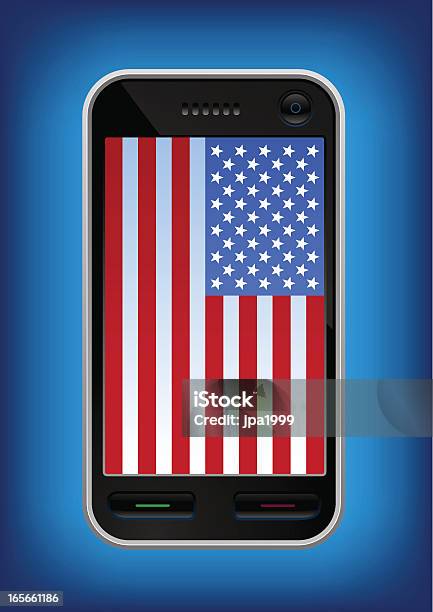 American Made Сенсорный Экран Телефона — стоковая векторная графика и другие изображения на тему Звёздно-полосатый флаг - Звёздно-полосатый флаг, Мобильный телефон, Без людей