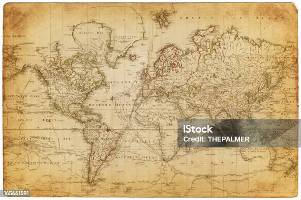 Map Of The World 1800向量圖形及更多世界地圖圖片 - 世界地圖, 舊的, 舊式