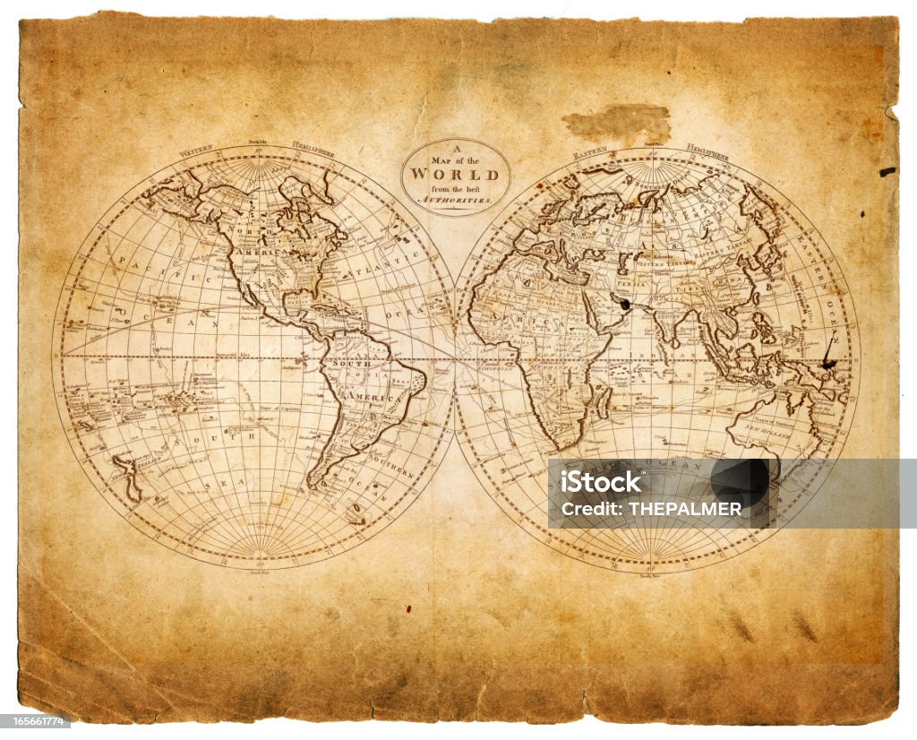 Welt in hemispheres 1809 - Lizenzfrei Karte - Navigationsinstrument Stock-Foto