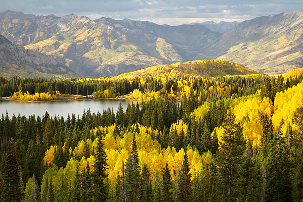 Autumn Lake in Colorado Rocky Mountains stock photo
