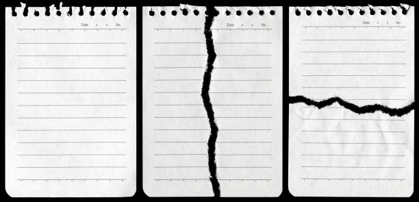 Notepad page background textured isolated Notepad page background textured isolated on black (XXXL) cut or torn paper paper torn message pad stock pictures, royalty-free photos & images