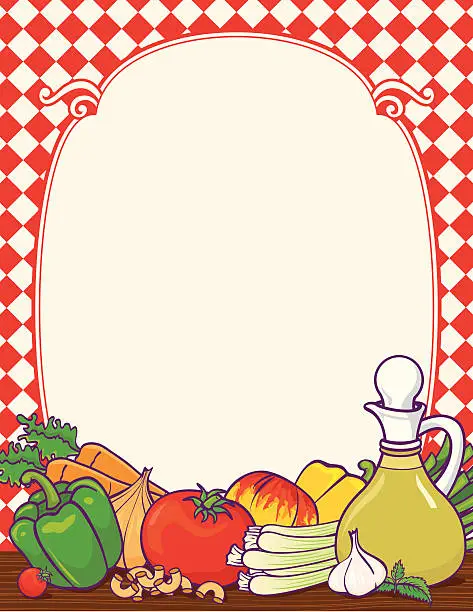 Vector illustration of Italian food border