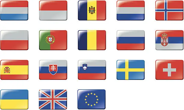 Vector illustration of Set of European flags. Part 2/2