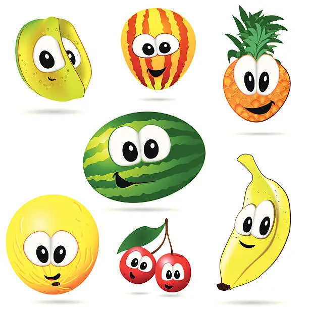 Vector illustration of funny fruits