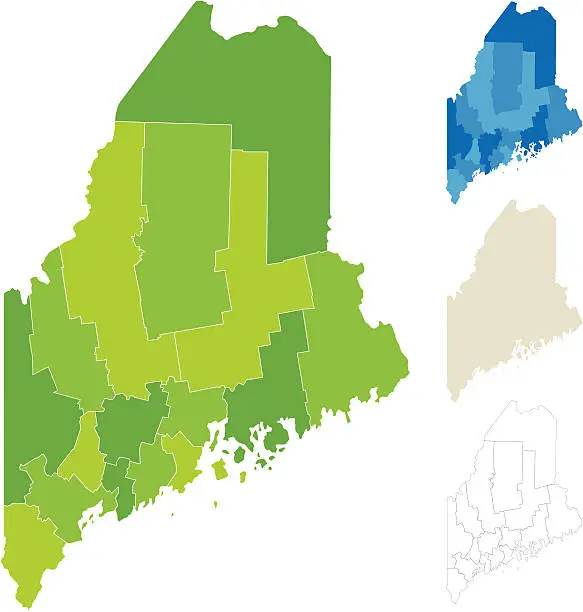 Vector illustration of Maine County Map