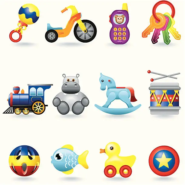 Vector illustration of Icon set, Baby Toys