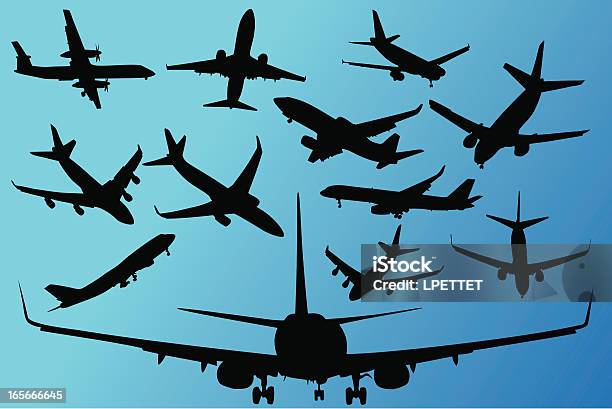 Planos - Arte vetorial de stock e mais imagens de Aterrar - Aterrar, Aviação Geral, Avião