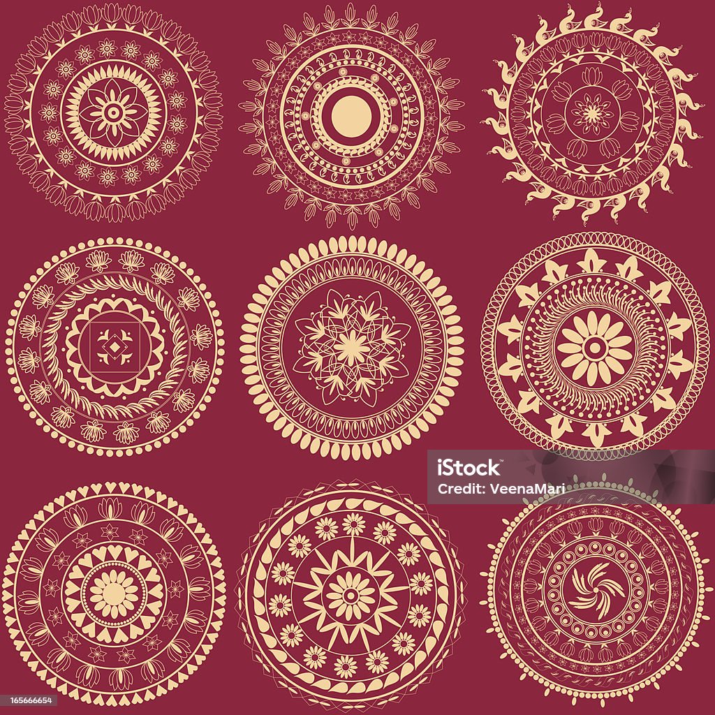 Indian koło projekty - Grafika wektorowa royalty-free (Mandala)