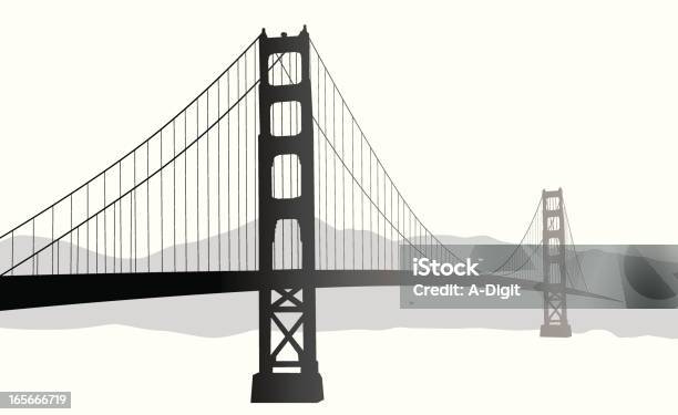 Suspension Bridge Vector Silhouette Stock Illustration - Download Image Now - Golden Gate Bridge, Bridge - Built Structure, Vector