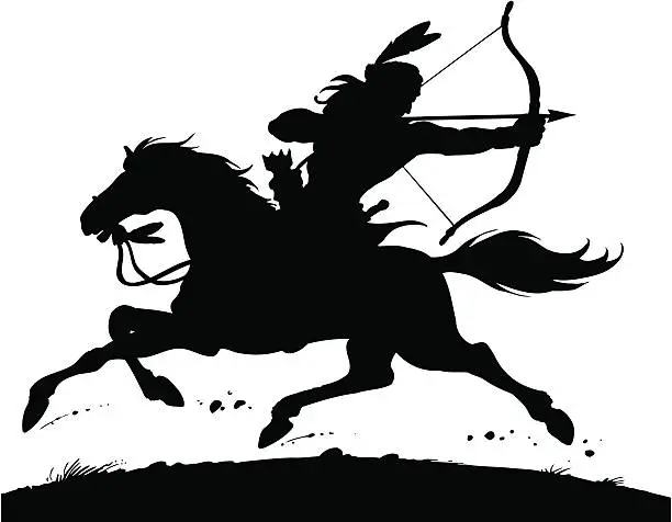 Vector illustration of Indian on the horse