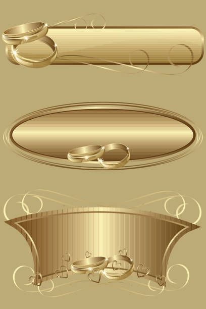 美しい 3 つの結婚式のバナー - ring gold vertical wedding点のイラスト素材／クリップアート素材／マンガ素材／アイコ��ン素材
