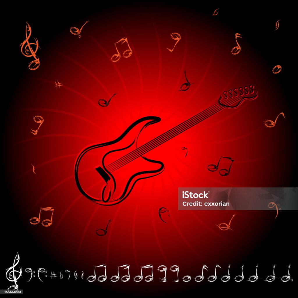 Rock Musical Note Electric guitar with a set of musical note in rock style Electric Guitar stock vector