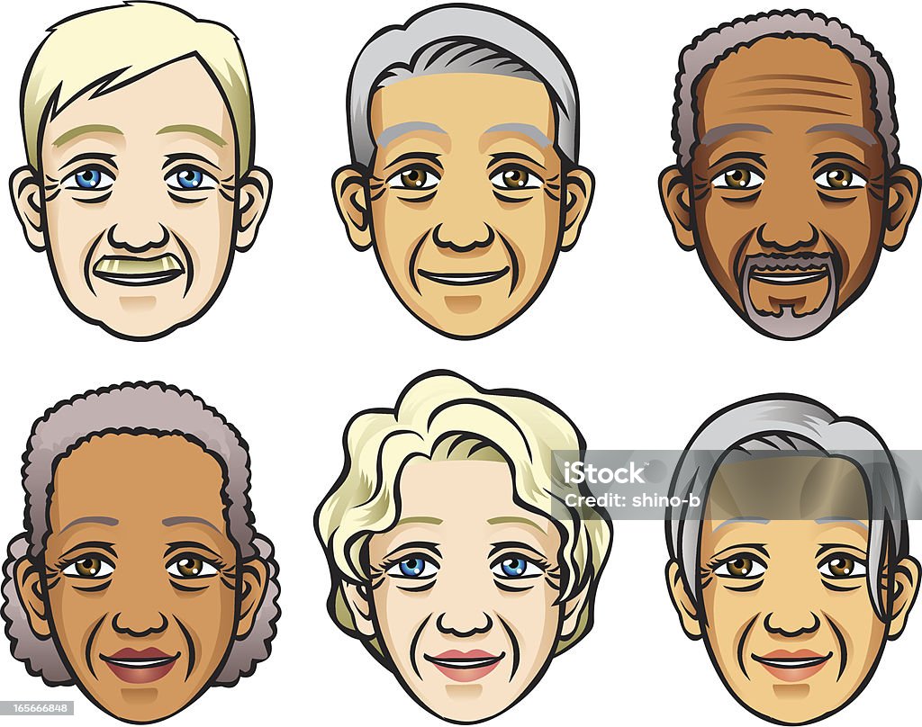 Caras de Jubilados - arte vectorial de Abuela libre de derechos