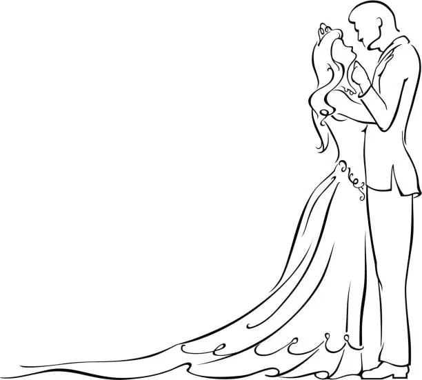 Vector illustration of Wedding Kiss