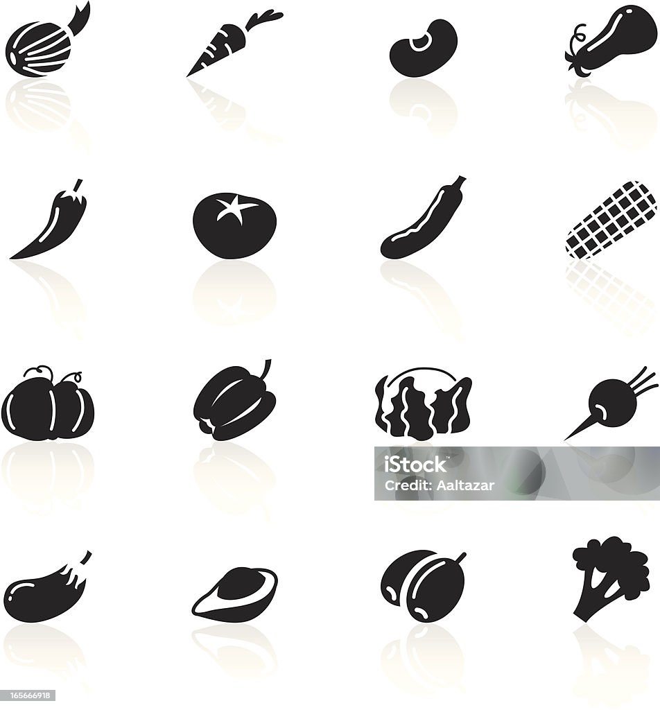 Black Symbols - Vegetables Vegetables icons. Black Color stock vector