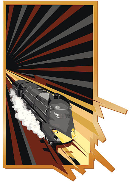 pociąg - locomotive train night vertical stock illustrations