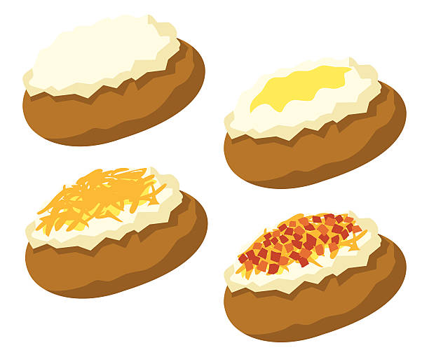 ilustrações de stock, clip art, desenhos animados e ícones de batata assada - baked potato