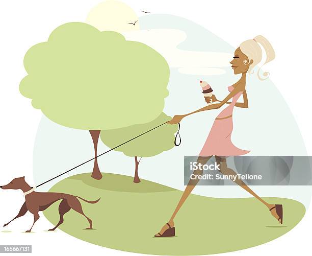 Out For Ice Cream Stock Illustration - Download Image Now - Blond Hair, Dog, Illustration