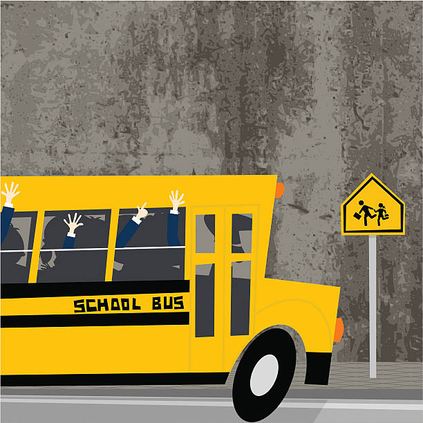 назад в школу, schoolbus - crossing education child school crossing sign stock illustrations