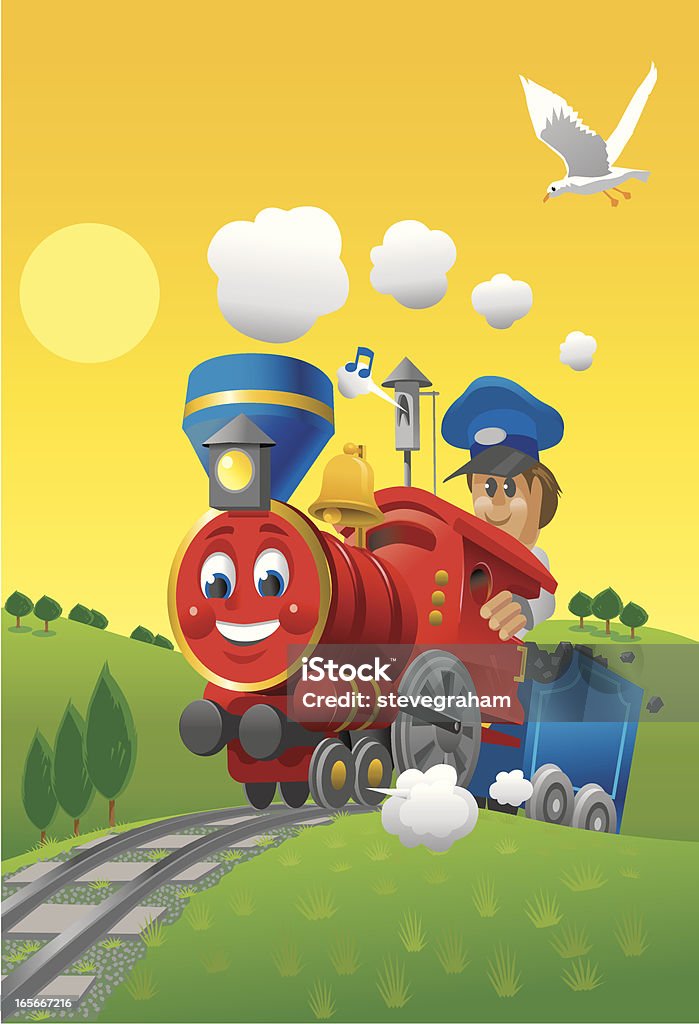 Маленькая Красная поезд - Векторная графика Комикс роялти-фри