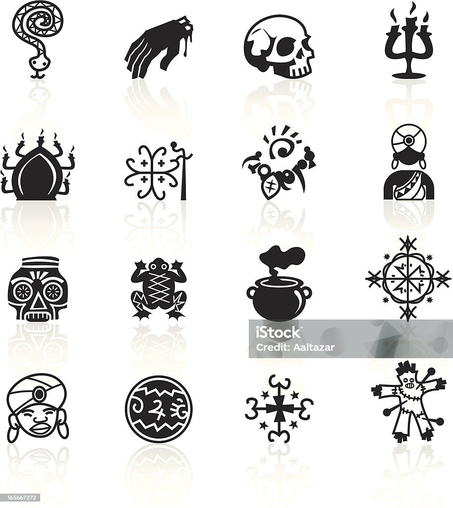 Black Symbols - Voodoo Black Voodoo Magic icons. Voodoo stock vector