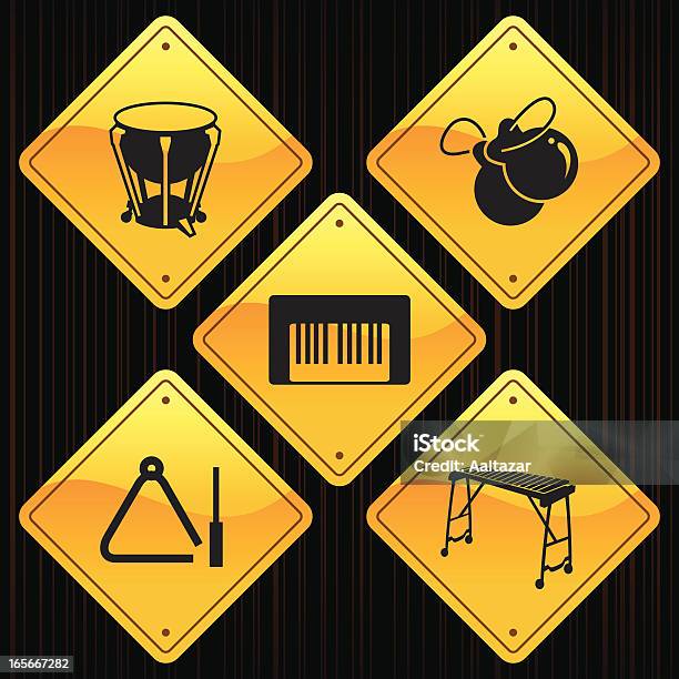 Panneaux Jaunesinstruments De Musique Vecteurs libres de droits et plus d'images vectorielles de Blanc - Blanc, Bongo - Tambour, Cartoon