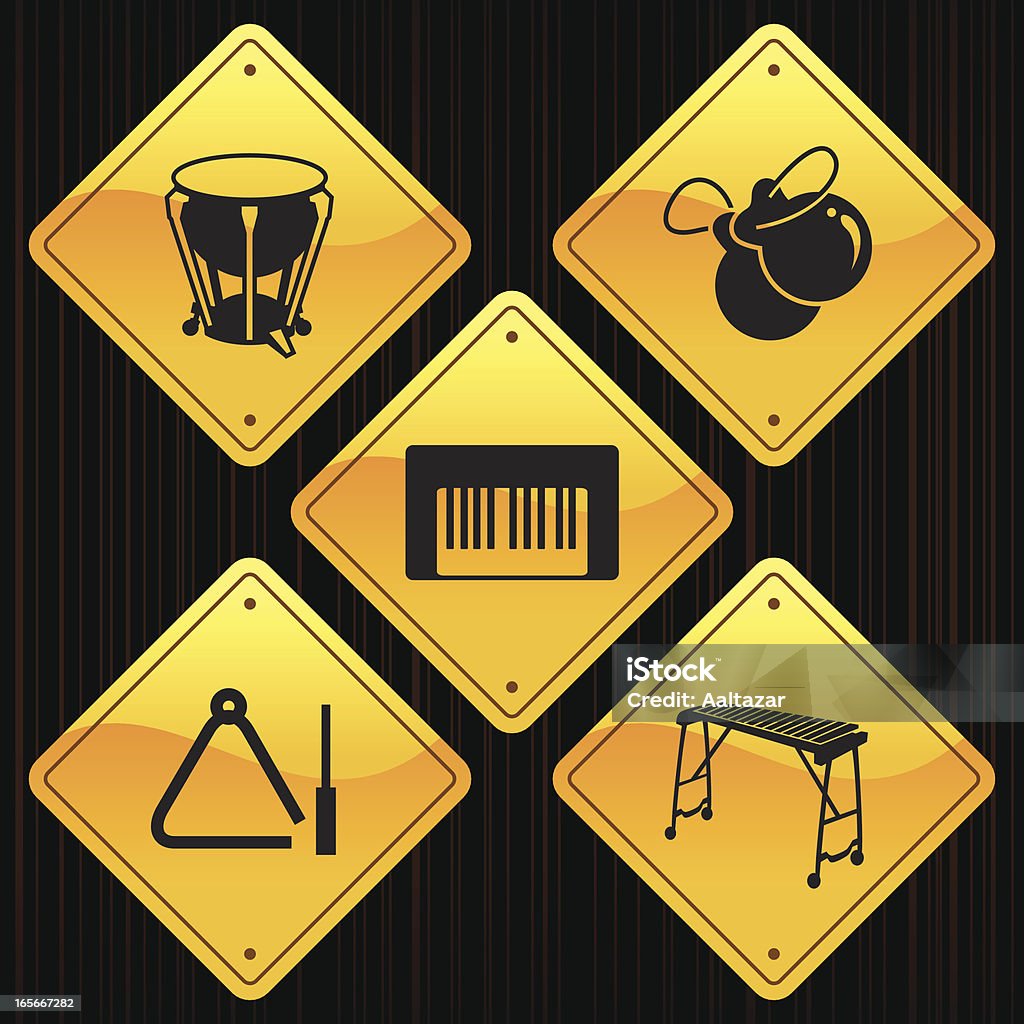 As placas amarelas-Os instrumentos musicais - Vetor de Amarelo royalty-free