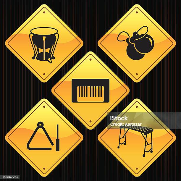 Vetores de As Placas Amarelasos Instrumentos Musicais e mais imagens de Amarelo - Amarelo, Bongô, Branco