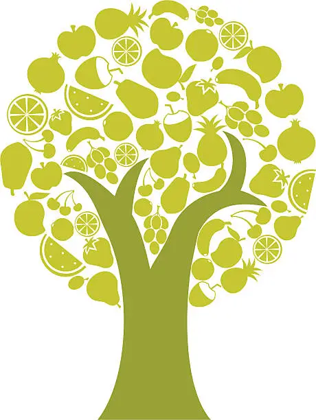 Vector illustration of Tree Fruit Icons