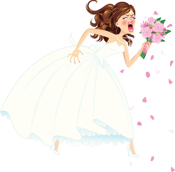 Brunette Bridezilla vector art illustration