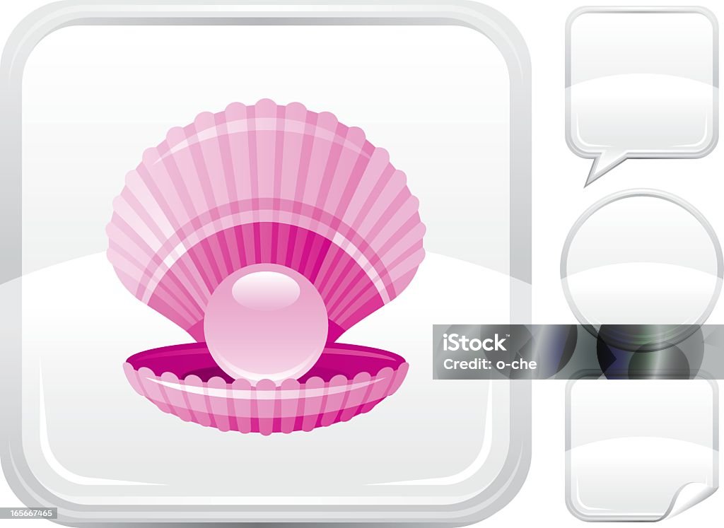 Pearl no ícone do botão de prata - Vetor de Concha do mar royalty-free