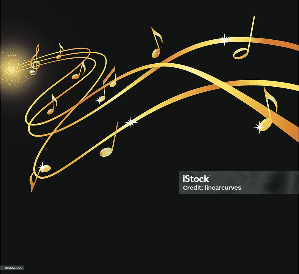 Golden musical flusso - arte vettoriale royalty-free di Nota musicale