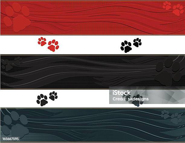 Dog Paw Prints Background Banners Set Stock Illustration - Download Image Now - Animal, Animal Body Part, Backgrounds