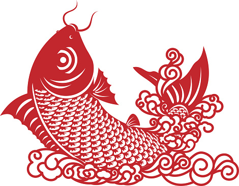 Chinese style paper cut of carp
