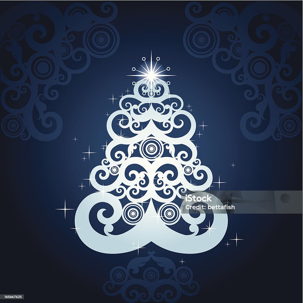 Christmas tree card Christmas tree on the dark blue background. More related images: Backgrounds stock vector