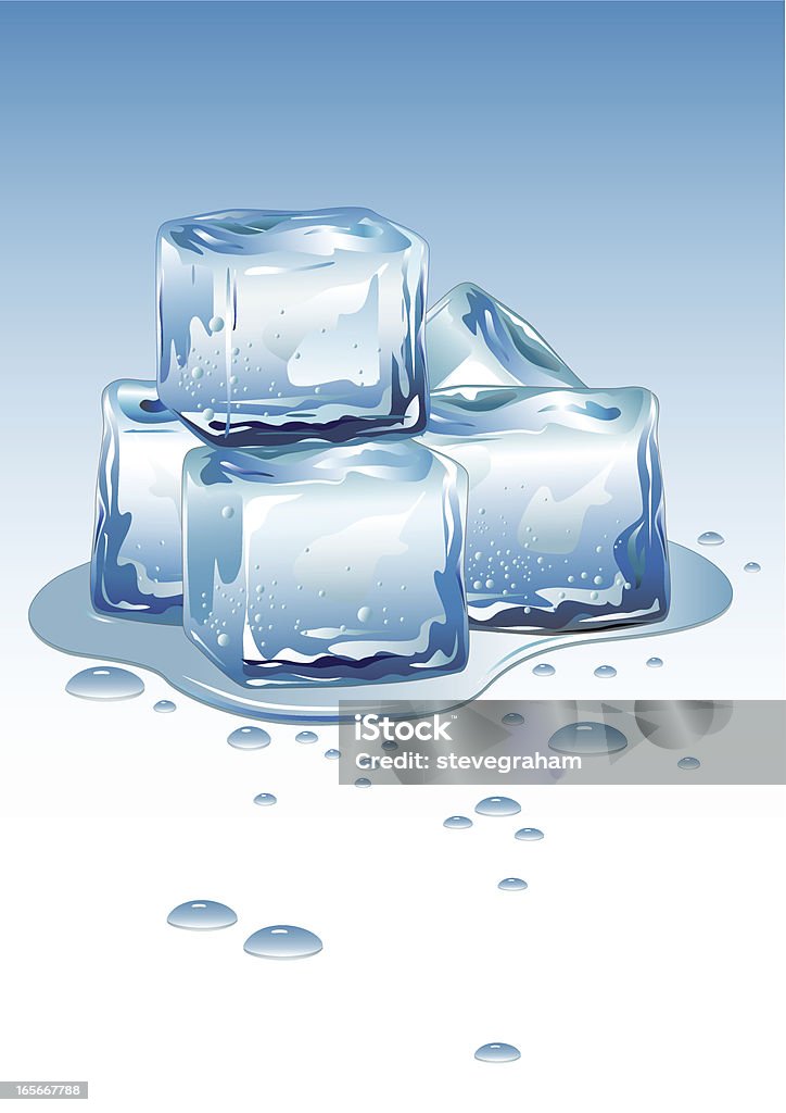 Ice Cubes Pile of Ice Cubes with Water and Drops. Each cube on separate layer and editable. Download includes a large high res jpeg. Ice Cube stock vector