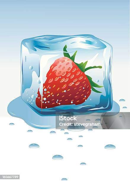 Cube De Glace Avec Fraise Glacé Vecteurs libres de droits et plus d'images vectorielles de Fruit - Fruit, Glaçon, Aliments et boissons