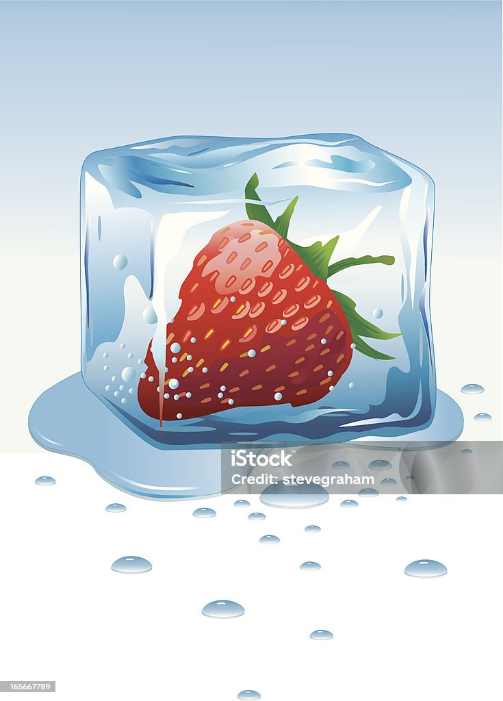 Kostka lodu z mrożonych truskawek - Grafika wektorowa royalty-free (Kostka lodu)