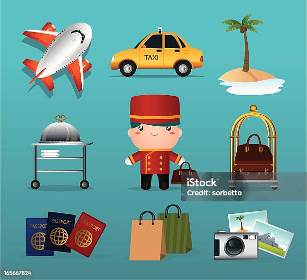 Travel Related Iconset Stock Vektor Art und mehr Bilder von Hotelpage - Hotelpage, Auto, Baum