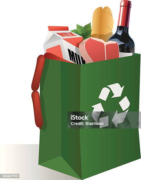 Ilustración de Verde Bolsa y más Vectores Libres de Derechos de Bolsa reutilizable - Bolsa reutilizable, Alimento, Belleza