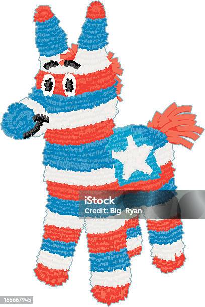 Red White And Blue Pinata Stock Illustration - Download Image Now - Fourth of July, Party - Social Event, Blue