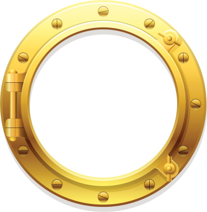 A brass porthole design. This work is layered and there is no background so you can put it where you want or you can put inside of it any image as a frame. This editable vector file contains eps8, aics3, ai10 and 300dpi jpeg formats.