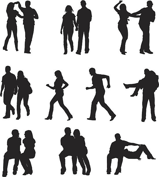 романтические пары - love computer graphic dancing people stock illustrations