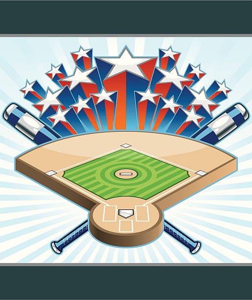 illustrations, cliparts, dessins animés et icônes de terrain de baseball avec des étoiles - baseball diamond home base baseballs base
