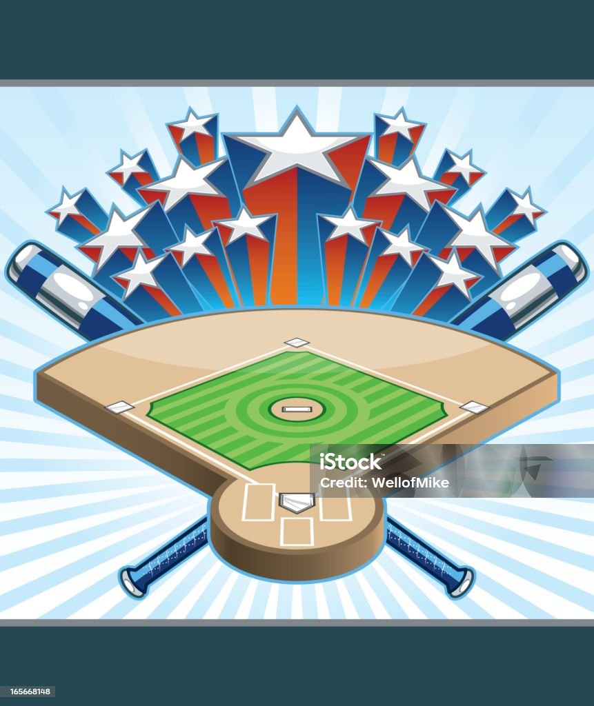 Бейсбольное поле с звездами - Векторная гр�афика Бейсбольное поле роялти-фри