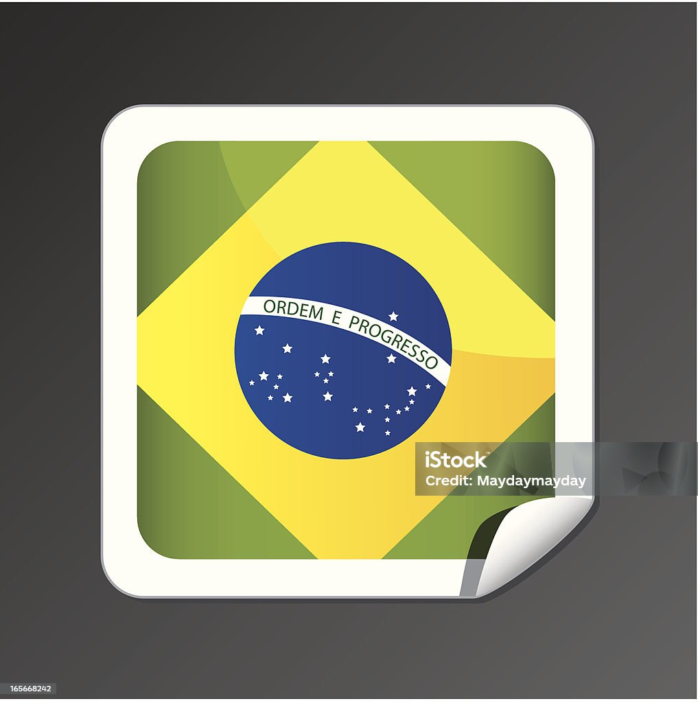 Bandera brasileña botón - arte vectorial de Bandera libre de derechos