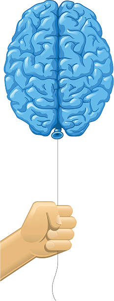 ブルーの脳球 - white background imagination creativity humor点のイラスト素材／クリップアート素材／マンガ素材／アイコン素材