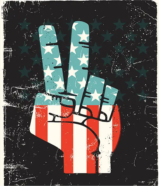 Vector illustration of Peace Fingers USA