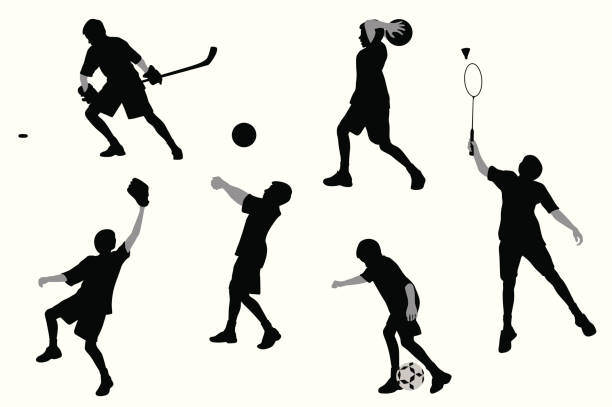 ilustraciones, imágenes clip art, dibujos animados e iconos de stock de sportsboy - slap shot